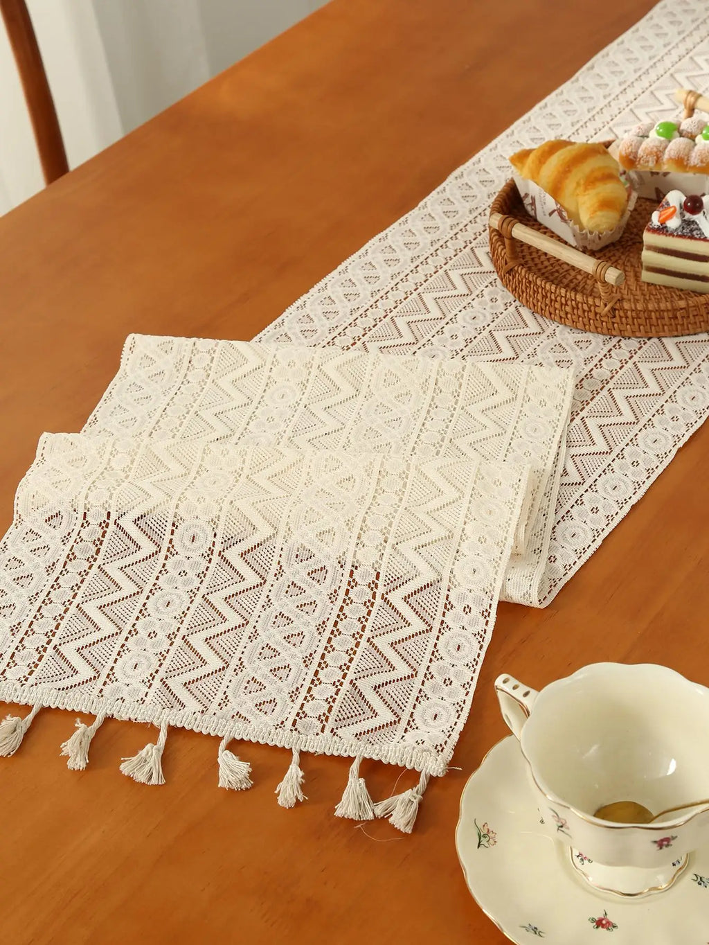 Beige Lace Table Runner