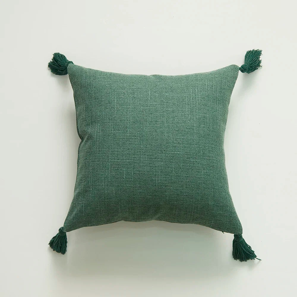 Tasselled Solid Cushion Cover