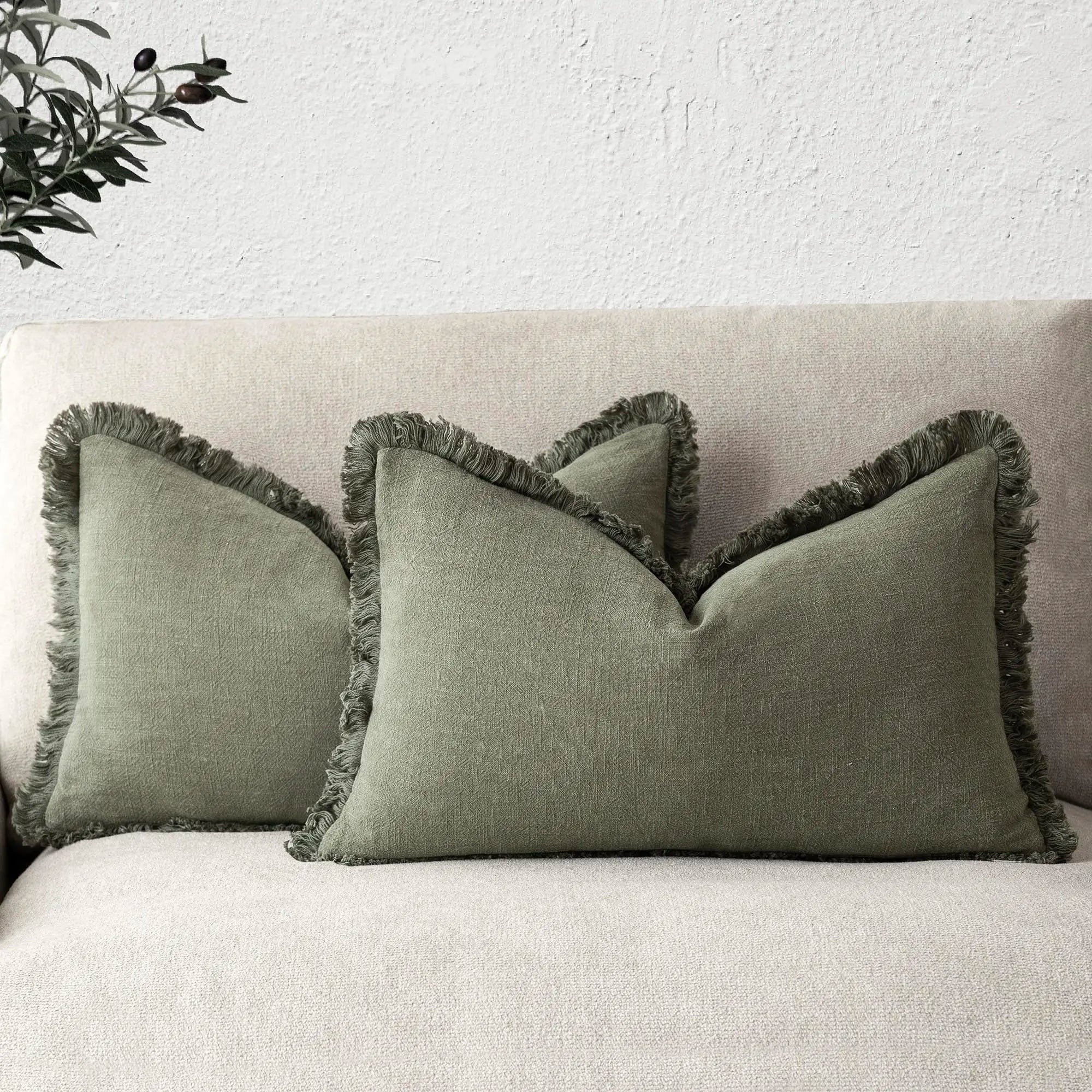 Fringed Ramie Cushion Covers, Set of Two