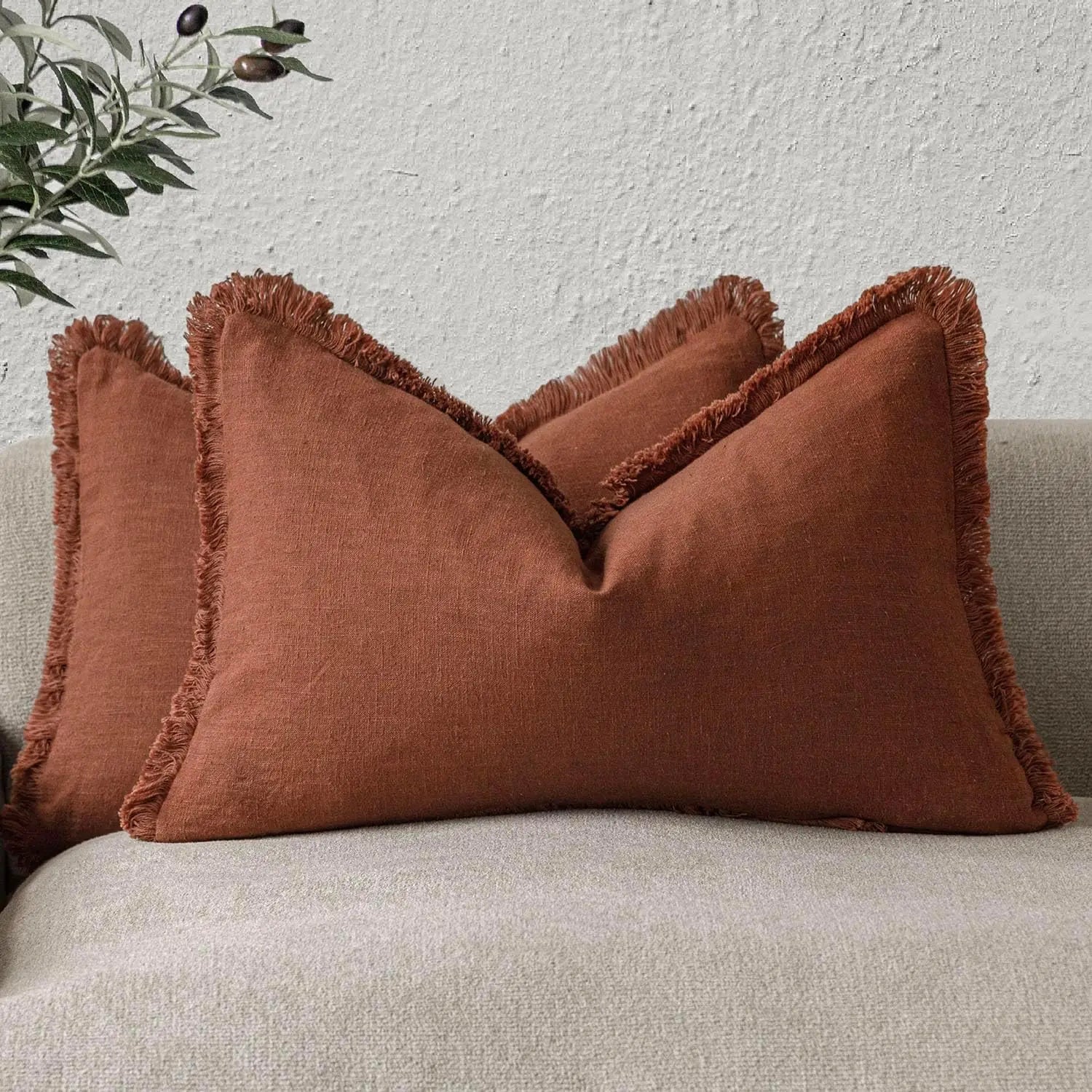 Fringed Ramie Cushion Covers, Set of Two