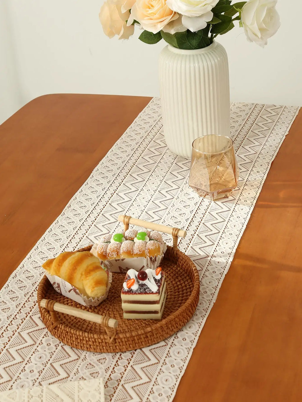 Beige Lace Table Runner
