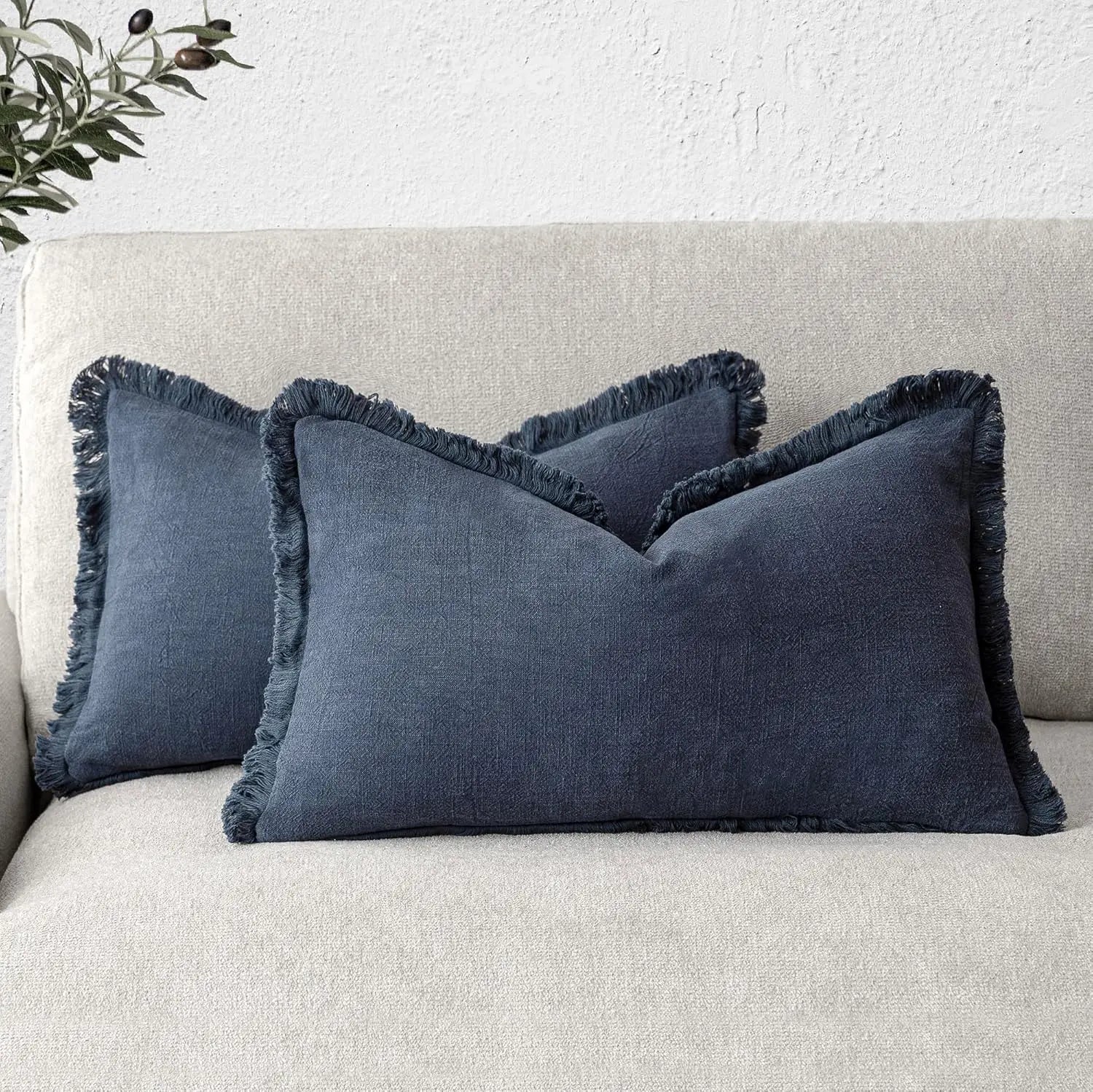 Fringed Ramie Cushion Covers, Set of Two