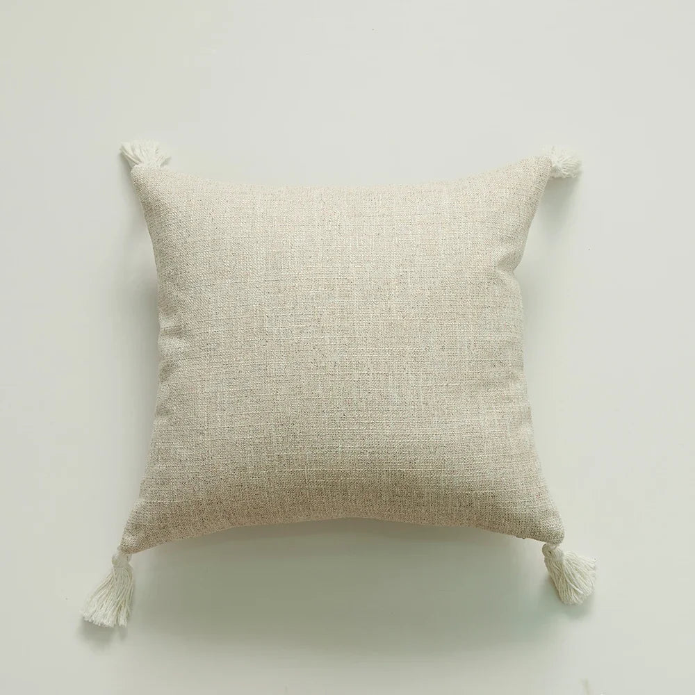 Tasselled Solid Cushion Cover
