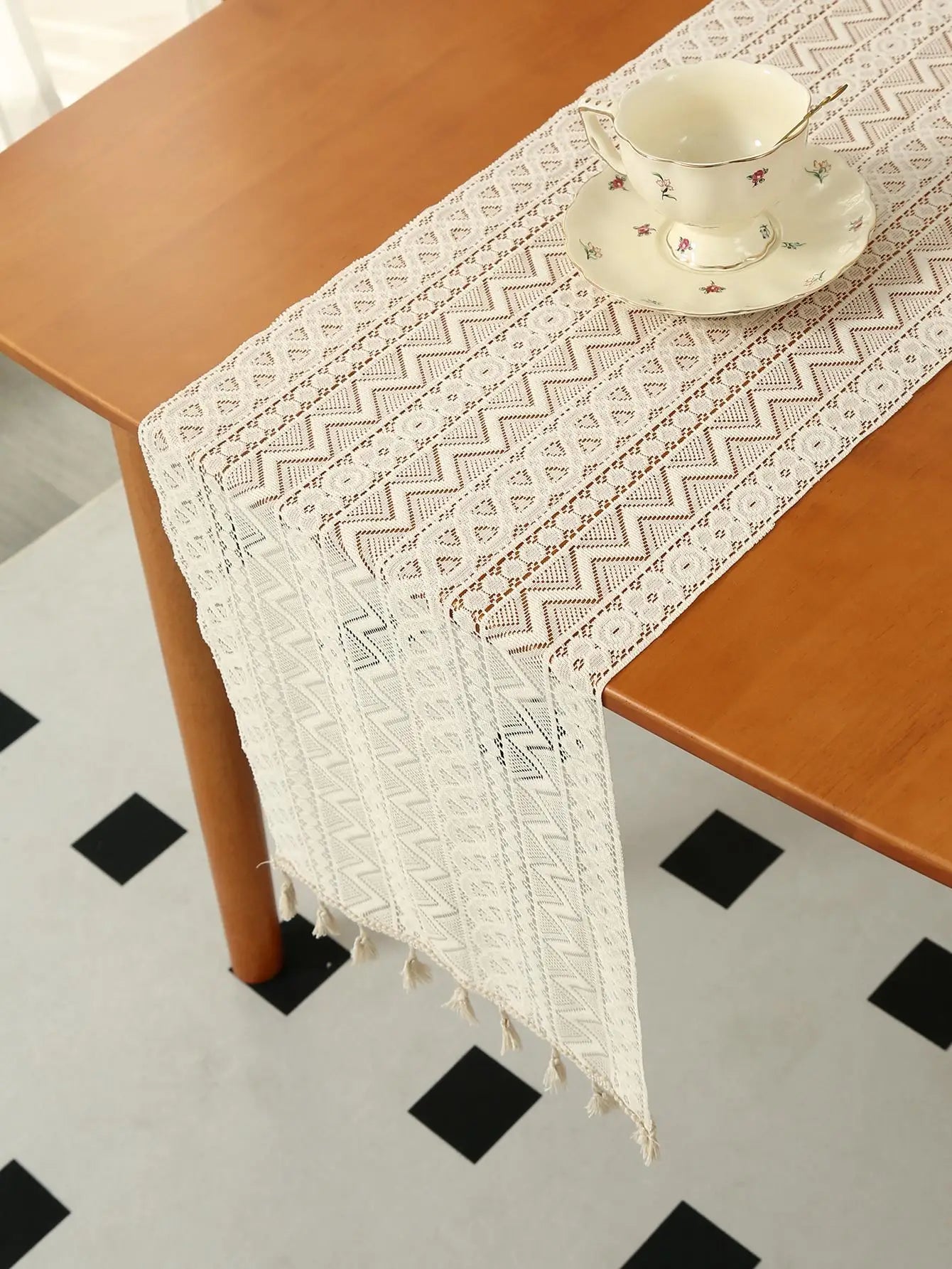 Beige Lace Table Runner