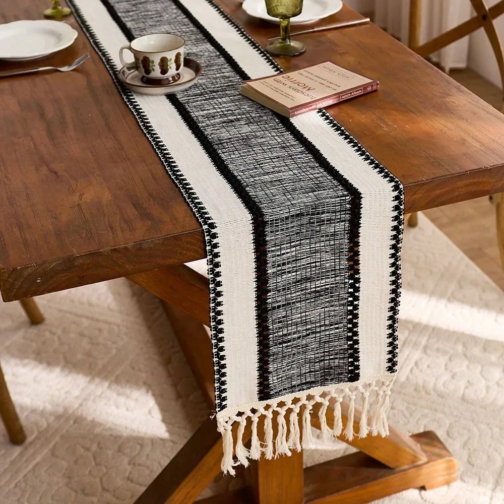 Nordic Boho Striped Table Runner