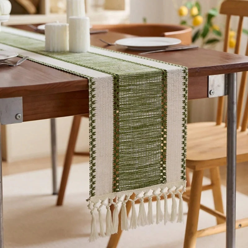 Nordic Boho Striped Table Runner