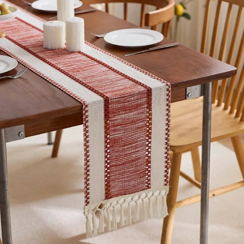 Nordic Boho Striped Table Runner