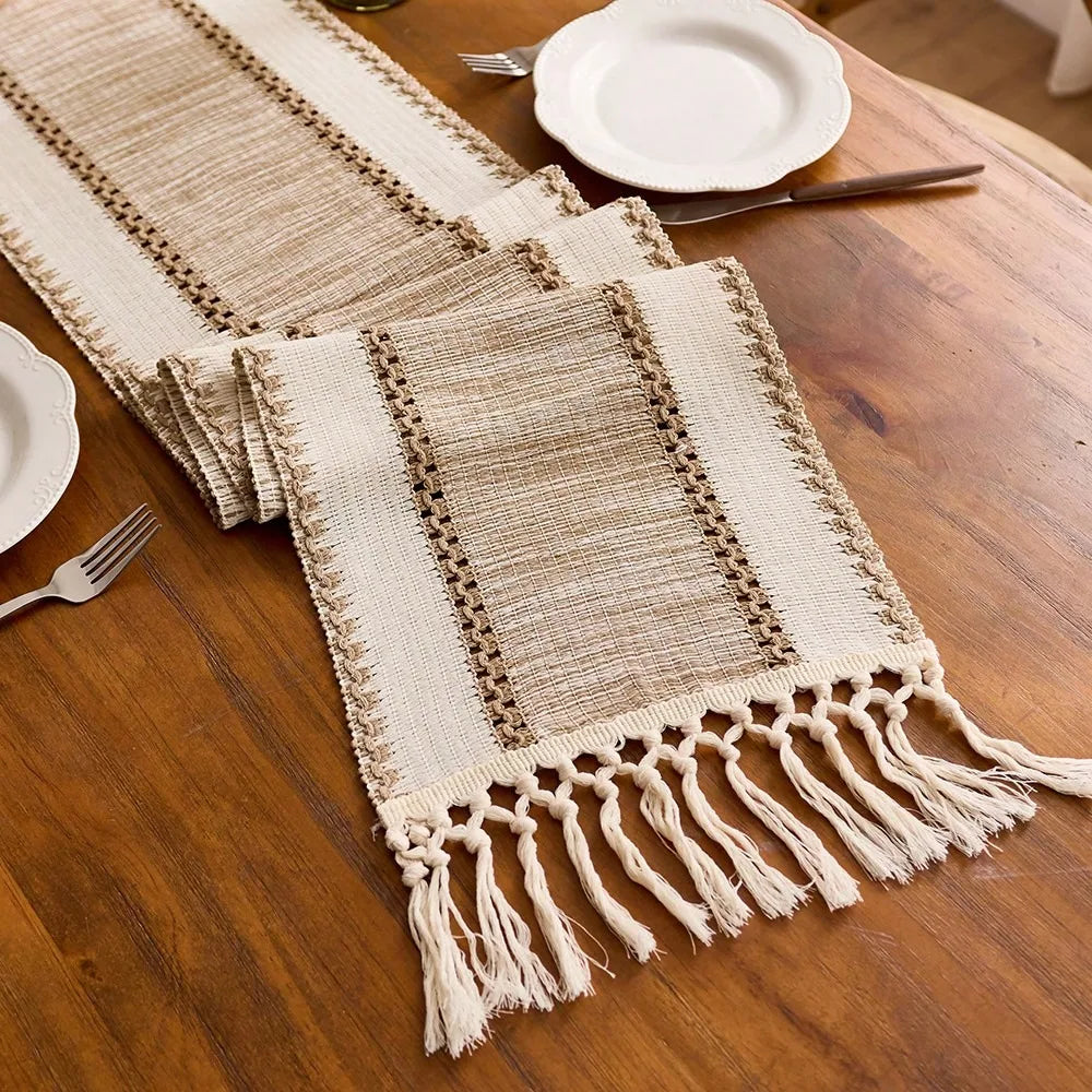 Nordic Boho Striped Table Runner