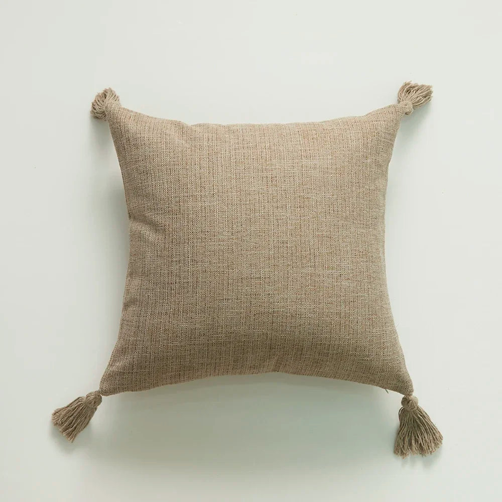 Tasselled Solid Cushion Cover