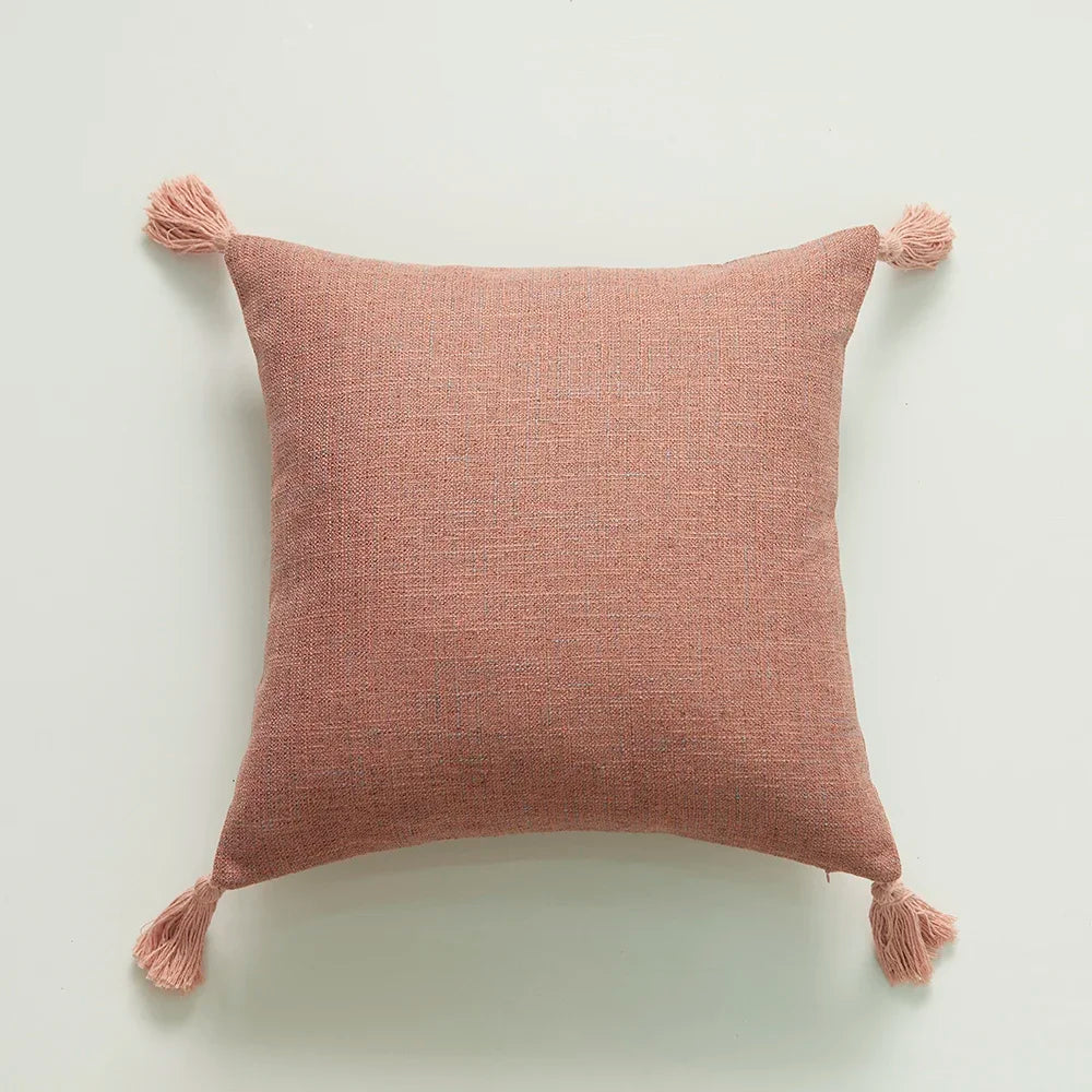 Tasselled Solid Cushion Cover