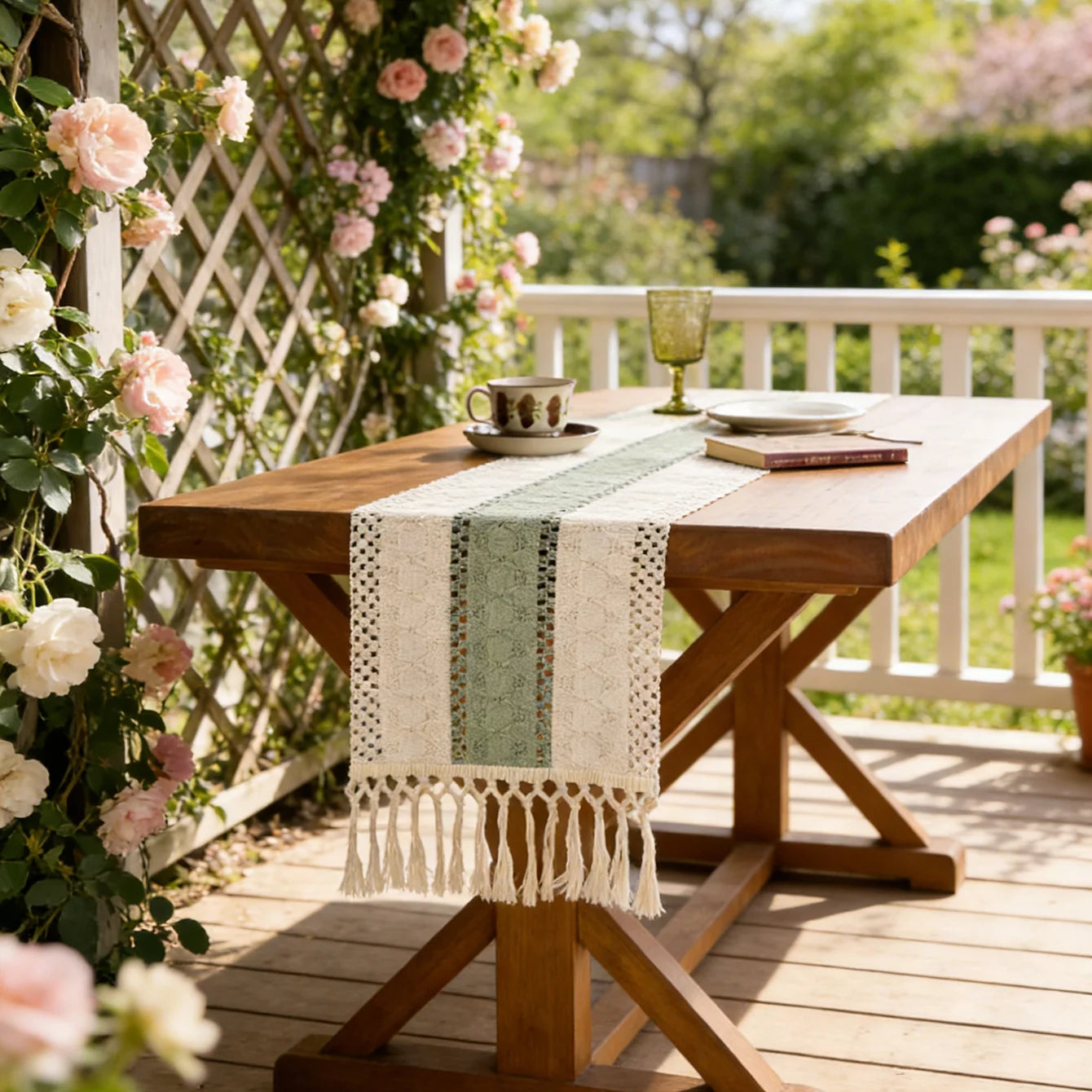Pastel Crochet Table Runner