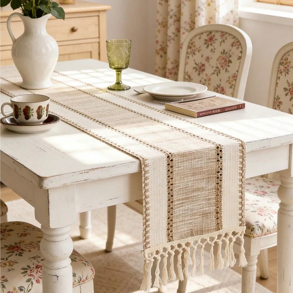 Nordic Boho Striped Table Runner