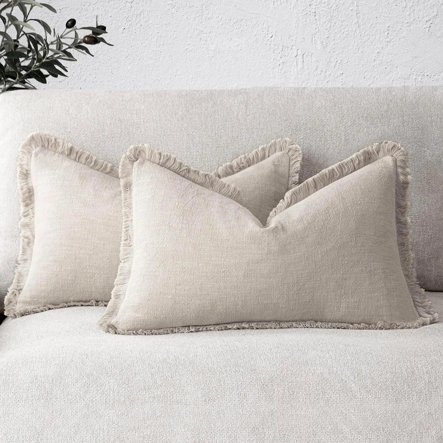 Fringed Ramie Cushion Covers, Set of Two