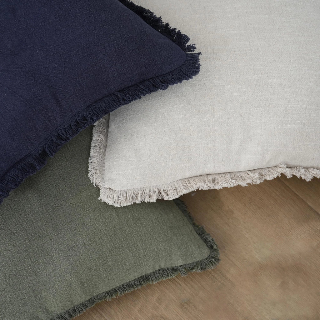 Fringed Ramie Cushion Covers, Set of Two