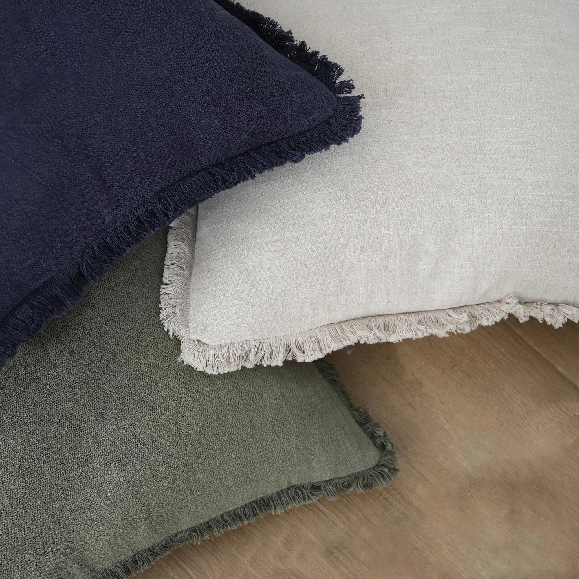 Fringed Ramie Cushion Covers, Set of Two