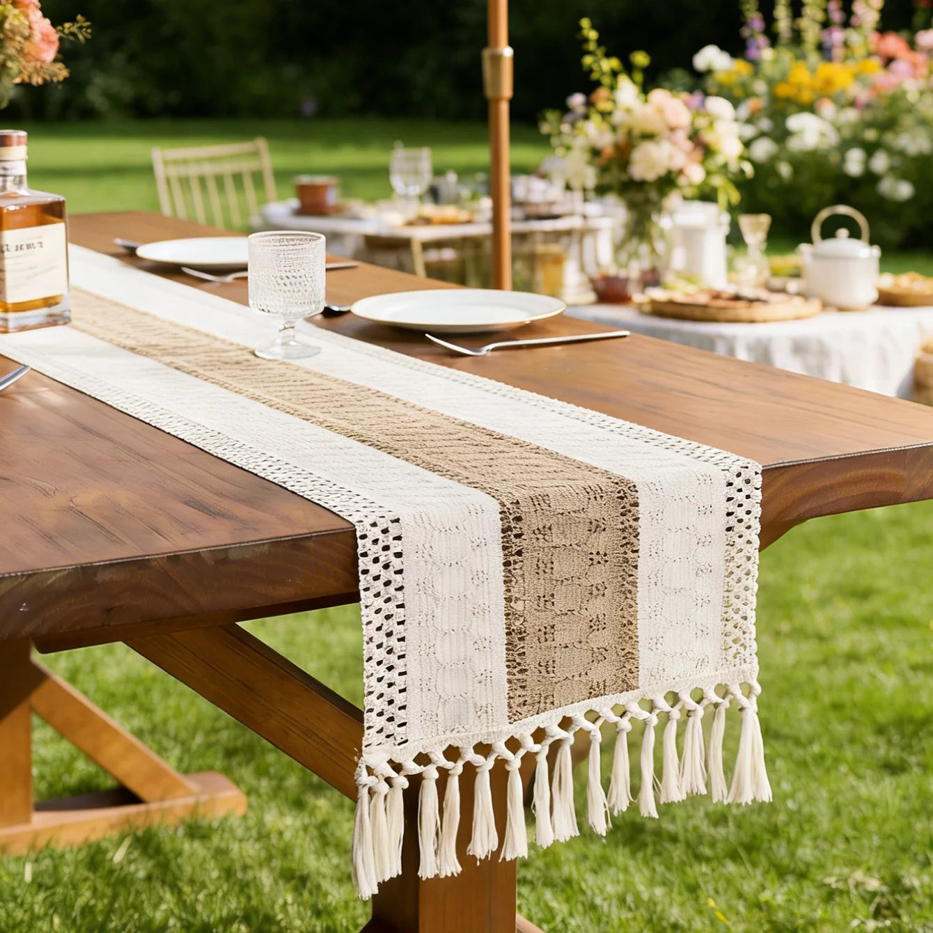 Pastel Crochet Table Runner