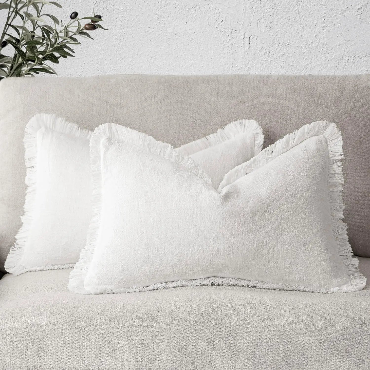 Fringed Ramie Cushion Covers, Set of Two