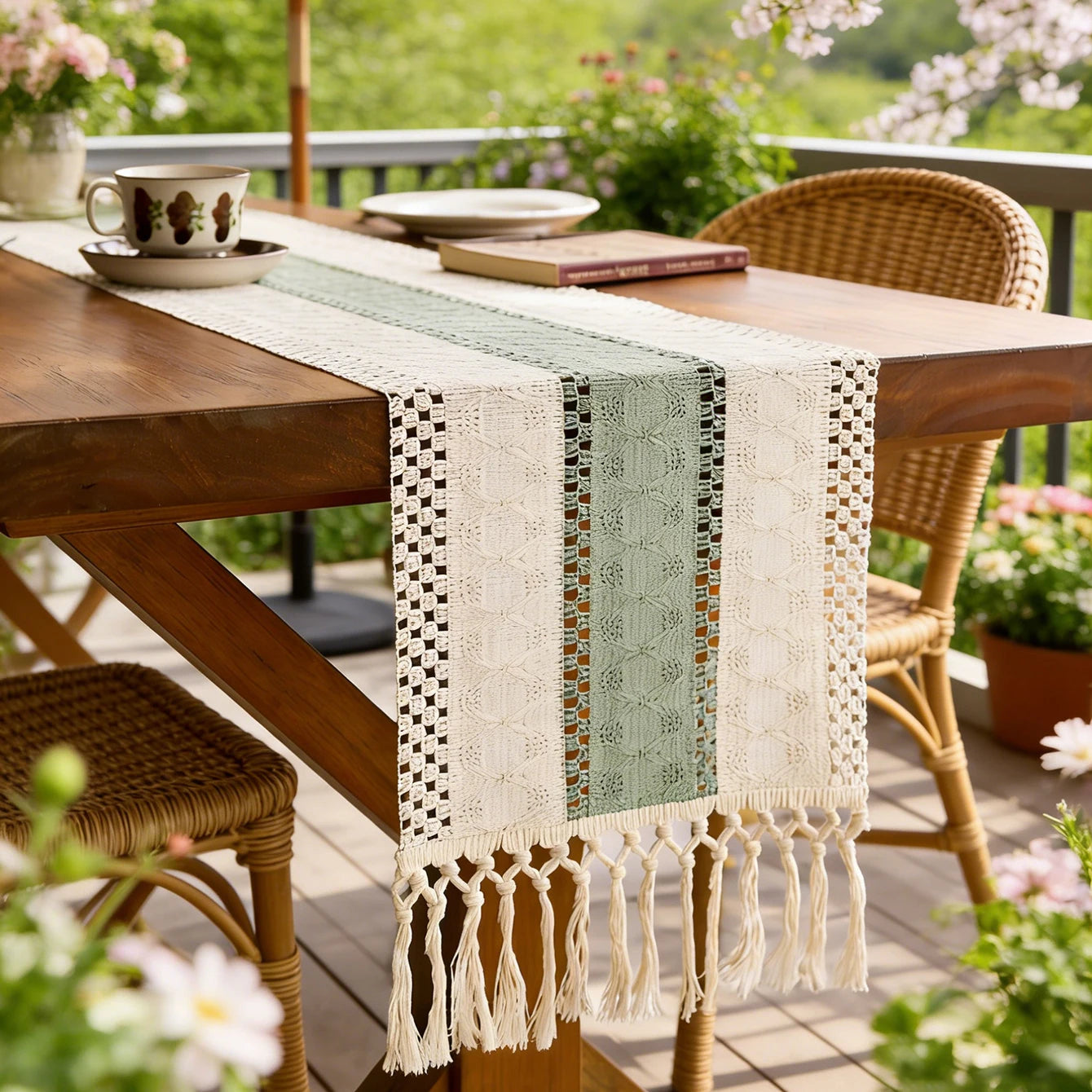 Pastel Crochet Table Runner