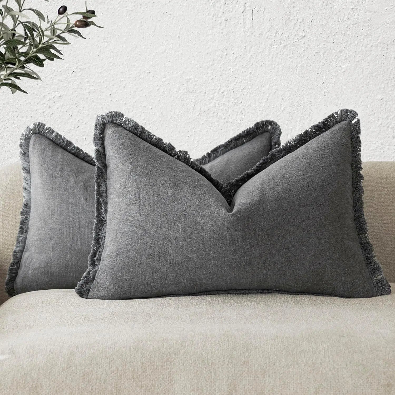 Fringed Ramie Cushion Covers, Set of Two