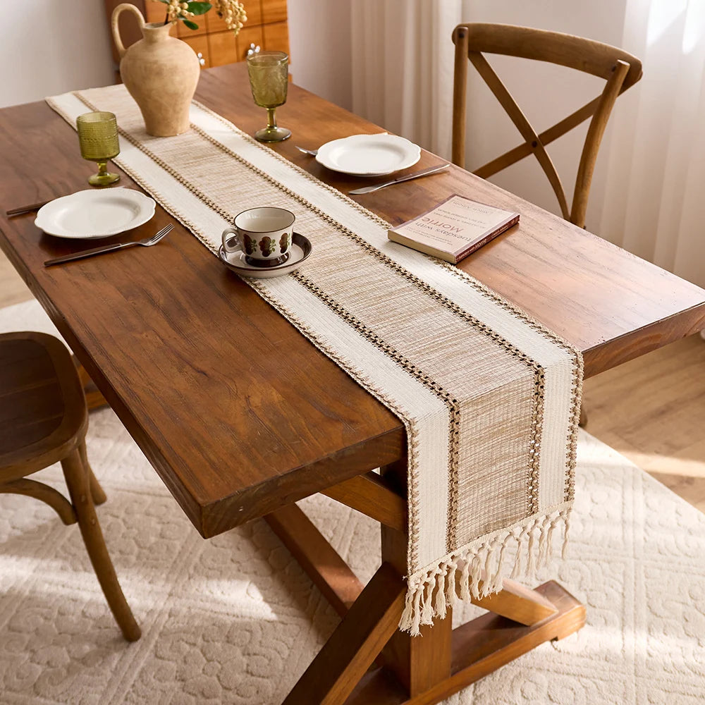 Nordic Boho Striped Table Runner