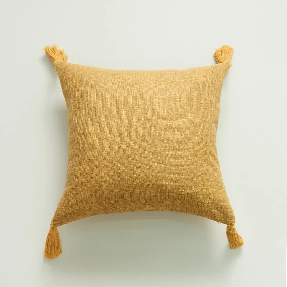 Tasselled Solid Cushion Cover