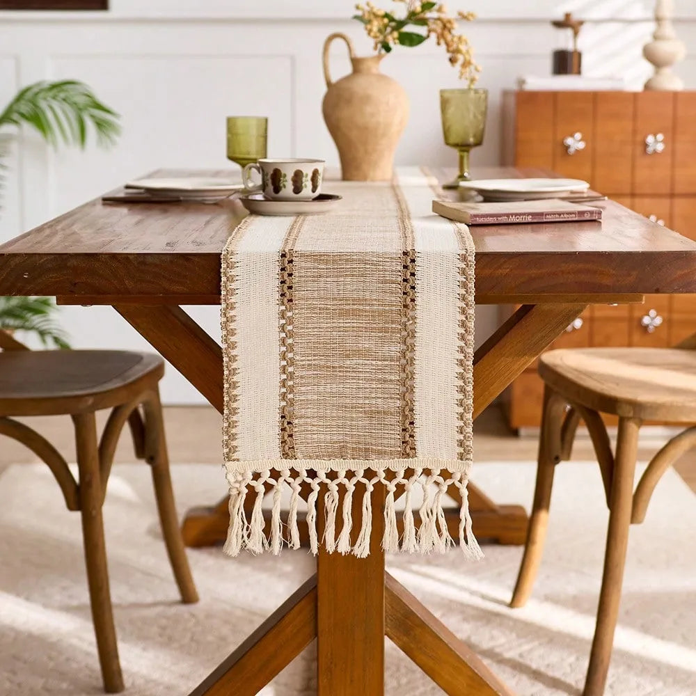 Nordic Boho Striped Table Runner – Cora & Chelan