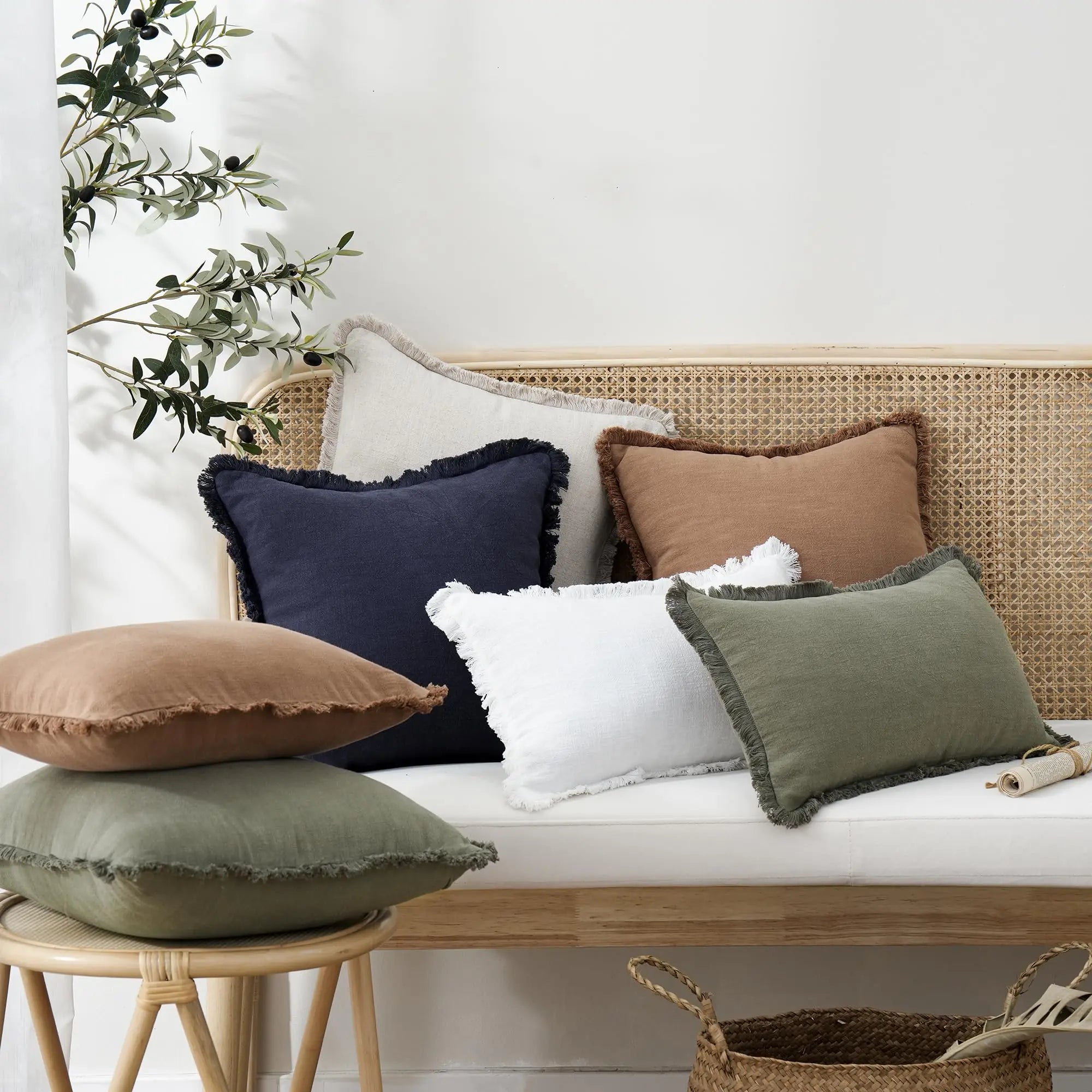 Fringed Ramie Cushion Covers, Set of Two