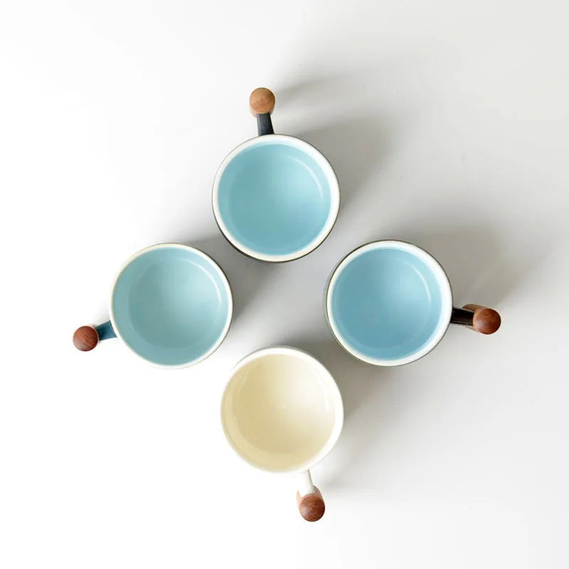 Wood-Handle Ceramic Cup