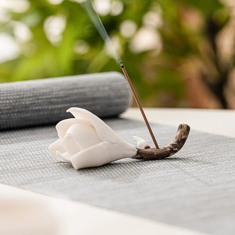 Gardenia Ceramic Incense Holder
