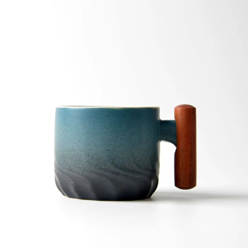 Wood-Handle Ceramic Cup