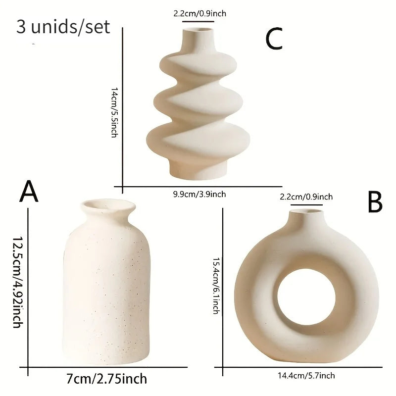 Bohemian Ceramic Vase — Set of 3