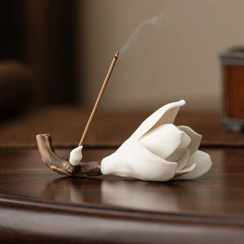 Gardenia Ceramic Incense Holder