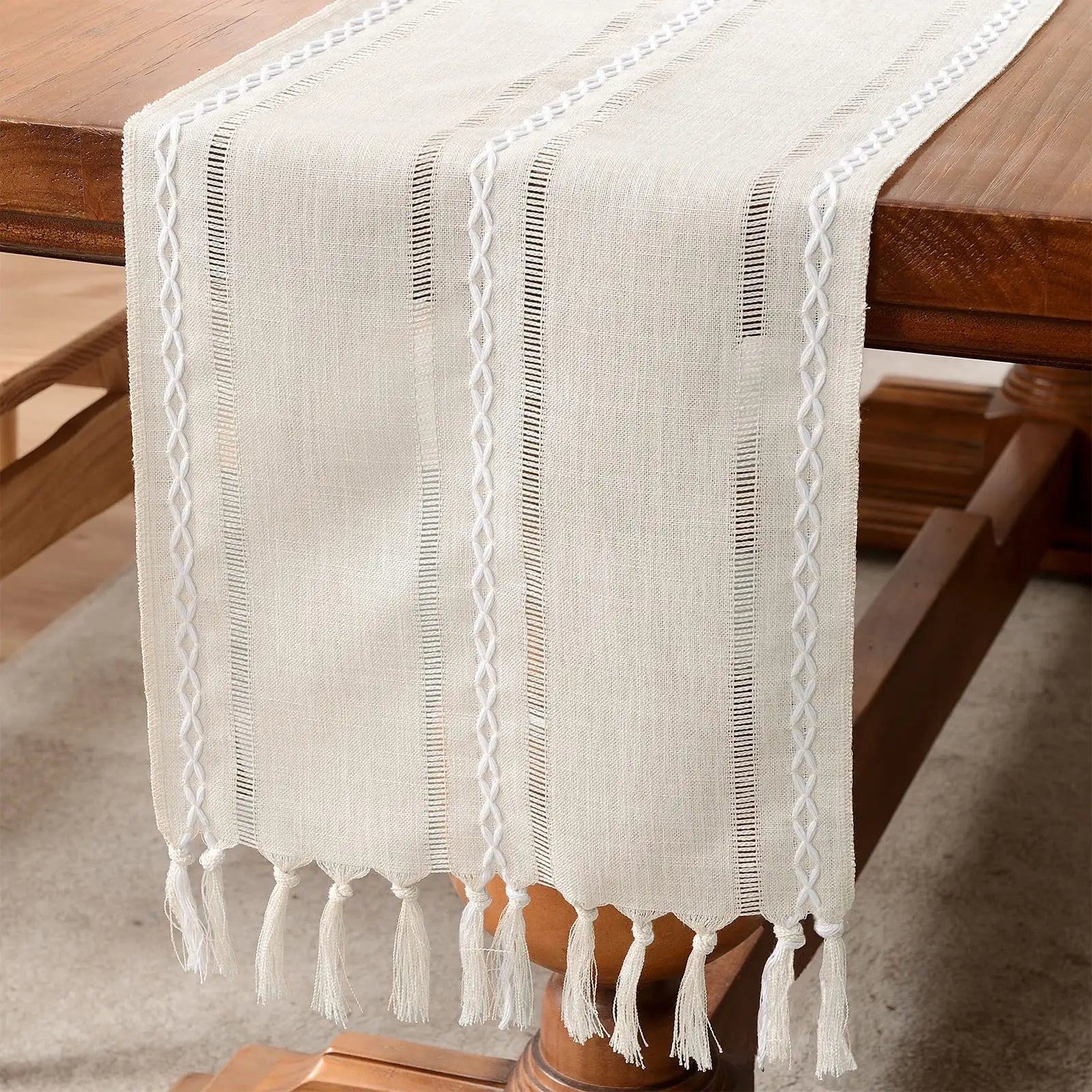 Linen Farmhouse Tassel Runner