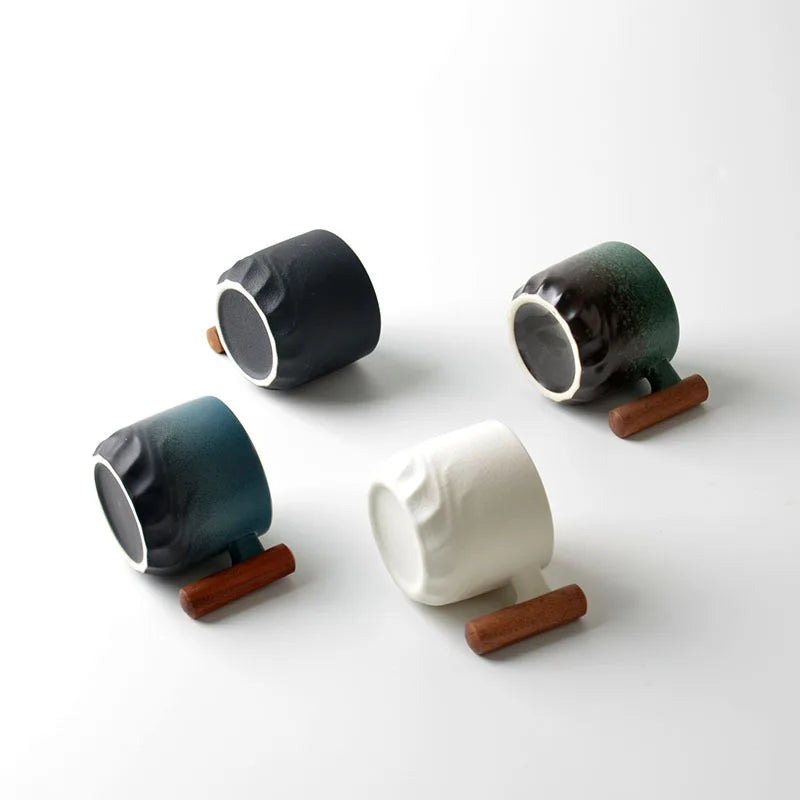 Wood-Handle Ceramic Cup